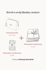 Zestaw Kosmetyczka + Pieluszki muślinowe duże + małe